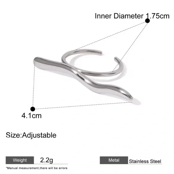 Silver Ripple Lines Ring - Picture 5 of 7